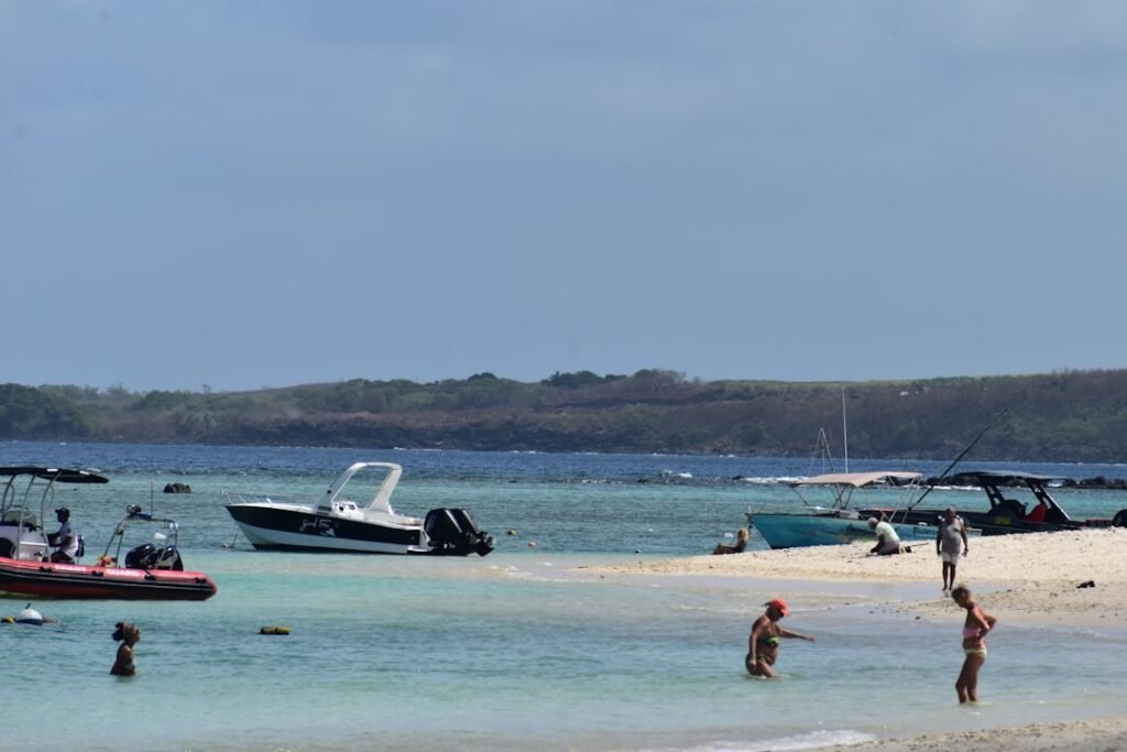 A group of people standing on top of a sandy beach