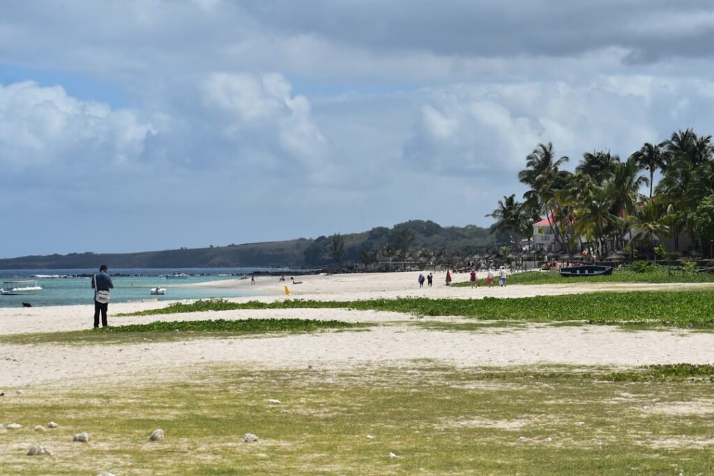 A man standing on top of a sandy beach next to the ocean